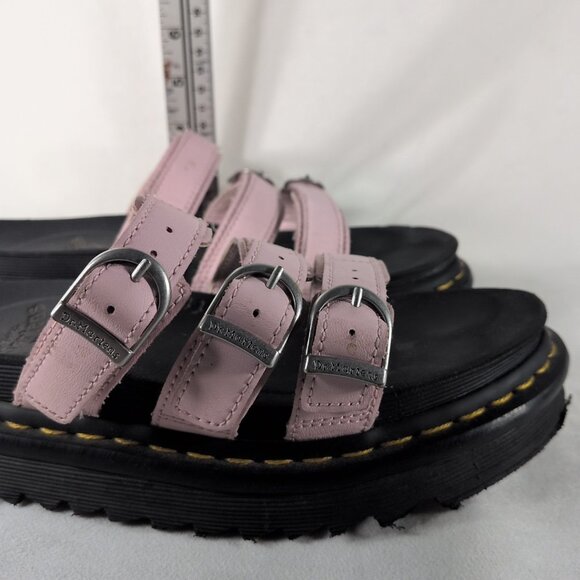 Dr. Martens Women 8 Blaire Slide Sandals Chalk Pink Purple SK01X Platform Buckle - Picture 12 of 16